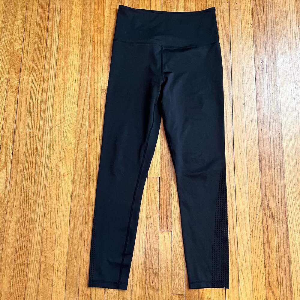 Zyia Leggings Womens Medium Black Mesh Stripe Crop Pants